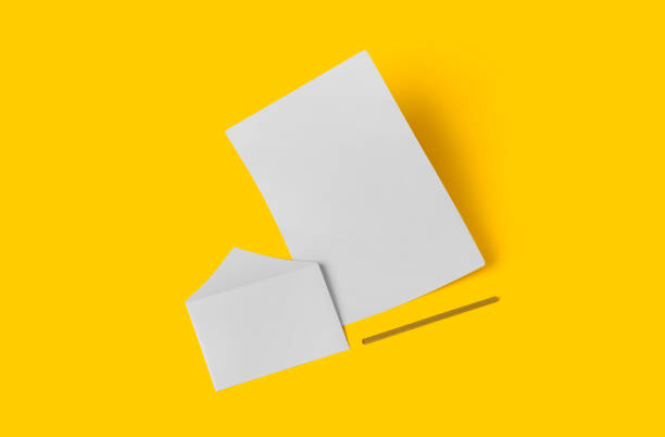 istock White empty stationery mock up, add your design . simple back to school concept isolated on yellow 1485710437