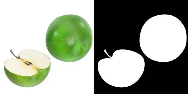 3D rendering illustration of two Granny Smith green apples