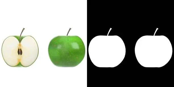 3D rendering illustration of two Granny Smith green apples