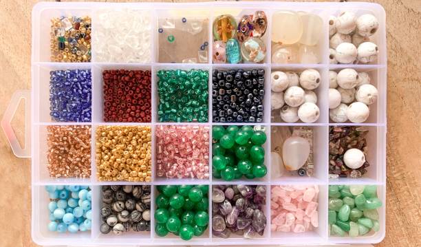istock Storage containers box of colourful beads 1485711788