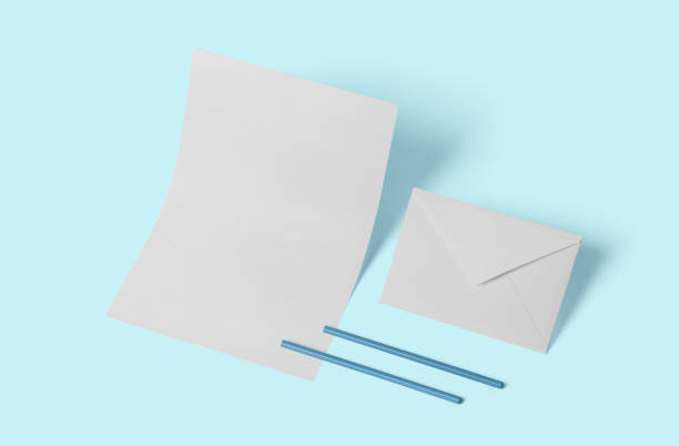 istock White empty stationery mock up, add your design . simple back to school concept isolated on soft blue. 1485712022