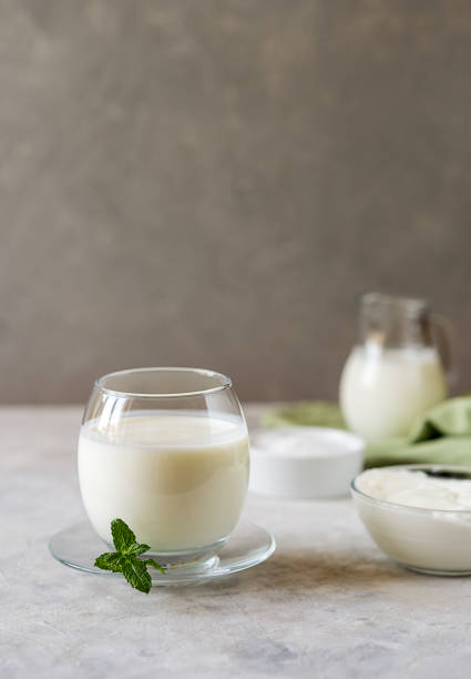 istock Ayran is a popular refreshing Middle Eastern beverage made with yogurt, water and salt. Concrete background 1485717274