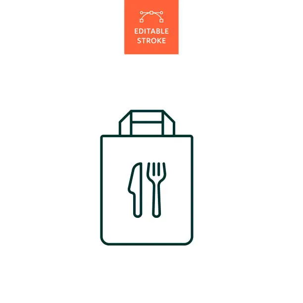 Vector illustration of Takeaway Food Line Icon with Editable Stroke. The Icon is suitable for web design, mobile apps, UI, UX, and GUI design.