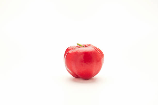 istock Ripe red acerola cherry fruit on a white background. 1485720477