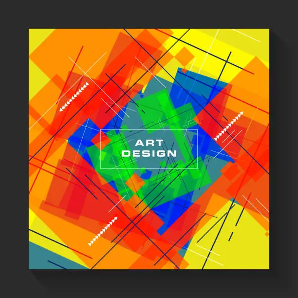 Vector illustration of Abstract pictures. Abstract paintings hang on the wall