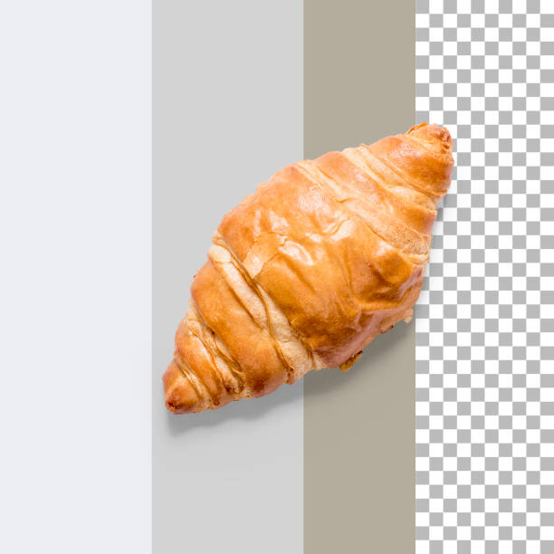 Top up view freshly baked croissant isolated on transparent background