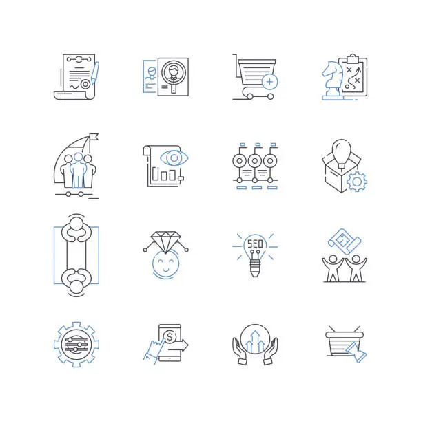 Vector illustration of Vision and Foresight line icons collection. Perception, Insight, Anticipation, Perspective, Preview, Premonition, Expectation vector and linear illustration. Prophecy,Forecast,Intuition outline signs set