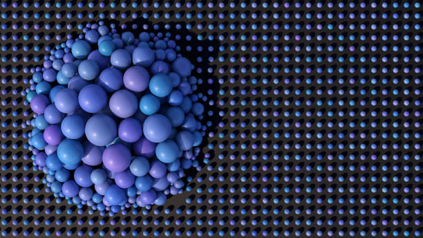 istock Blue and purple balls morphing. Abstract iillustration, 3d render. 1485732963