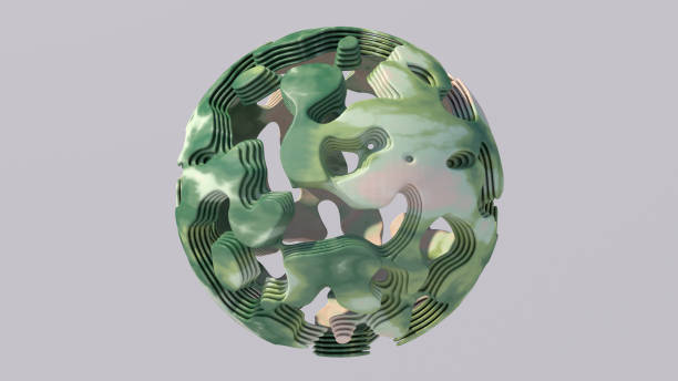 istock Green and beige organic sphere. Abstract illustration, 3d render. 1485732971