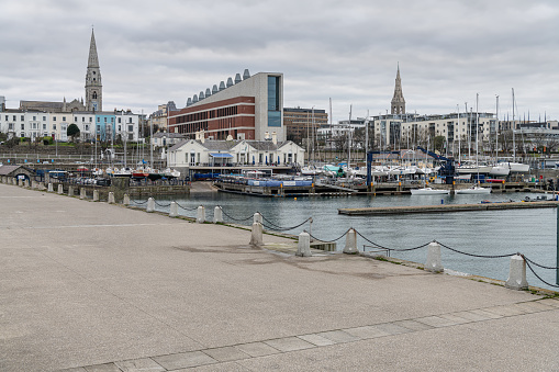 The waterfront area dominated by the new Library and Cultural centre, Dun Laoghaire, Ireland
