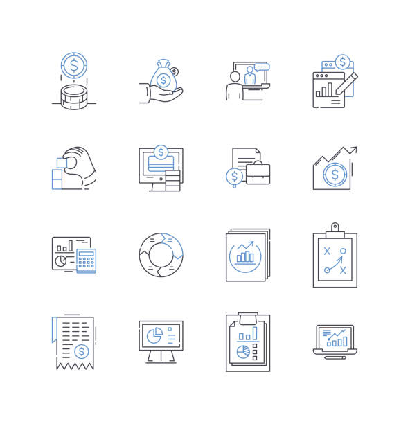 Treasuries market line icons collection. Inflation, Yield, Bond, Risk, Interest, Security, Federal vector and linear illustration. Reserve,Government,Sovereign outline signs set Treasuries market outline icons collection. Inflation, Yield, Bond, Risk, Interest, Security, Federal vector and illustration concept set. Government,Sovereign linear signs and symbols bond yield curve stock illustrations