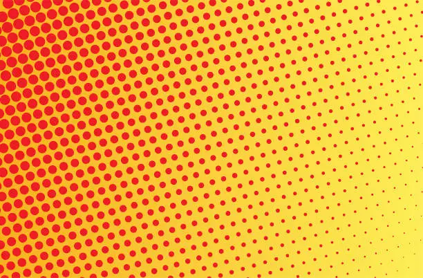 Vector illustration of Yellow halftone pop art  dot background.