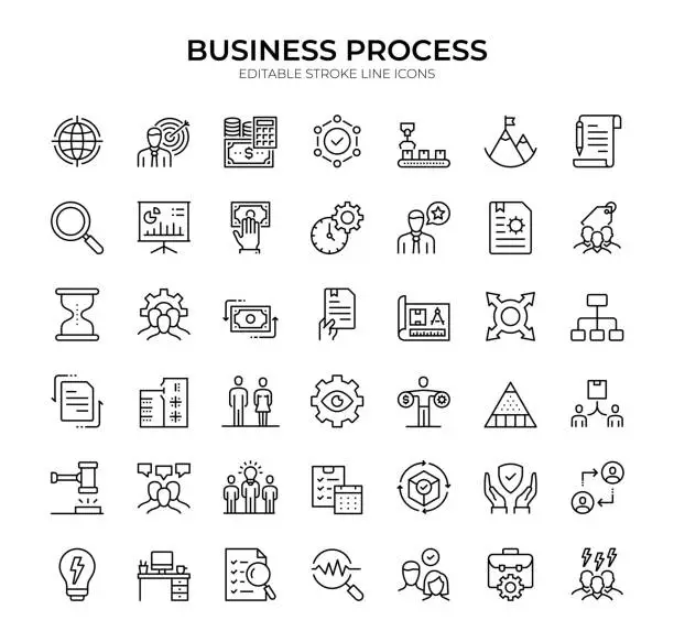Vector illustration of Streamline Your Business Operations with Business Process Icons