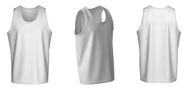 Tank Top - White Color, template, from three sides, isolated on white background