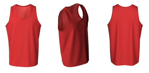 istock Tank Top - Red Color,  template, from three sides, isolated on white background 1485743318