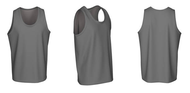 istock Tank Top - Grey Color,  template, from three sides, isolated on white background 1485743373
