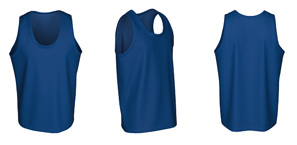 Tank Top template, from three sides, isolated on white background