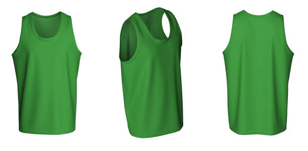 istock Tank Top Green Color, template, from three sides, isolated on white background 1485743401