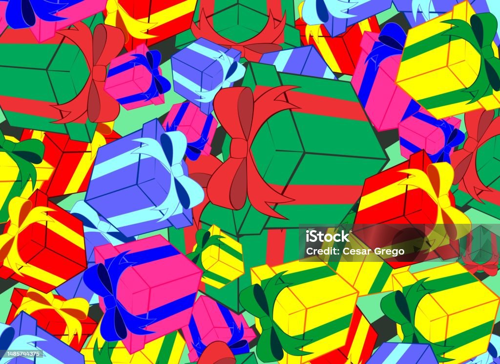 Texture Vector Illustration With Gift Boxes Artwork Pattern Stock ...