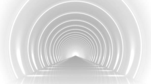 White round tunnel podium abstract background. Light reflection stage.