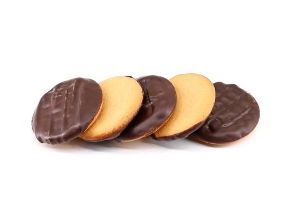 istock Digestive cookies half covered with dark chocolate 1485752627