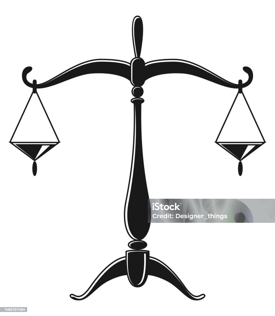정의는 실루엣을 저울질합니다 기계적 균형 저울 법과 판단의 상징 처벌과 진실 측정 장치 벡터 흑백 아이콘 거미줄에 대한 스톡 ...
