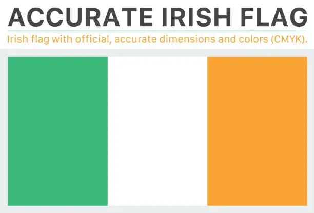 Vector illustration of Irish Flag (Official CMYK Colors, Official Specifications)