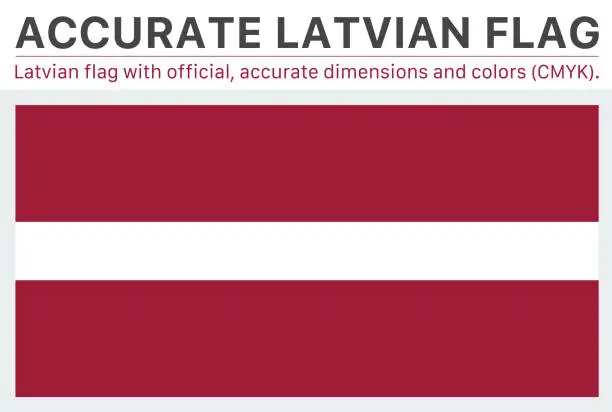 Vector illustration of Latvian Flag (Official CMYK Colors, Official Specifications)