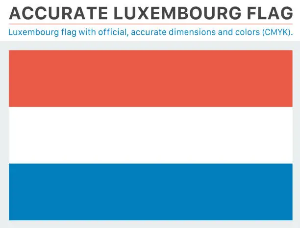 Vector illustration of Luxembourg Flag (Official CMYK Colors, Official Specifications)