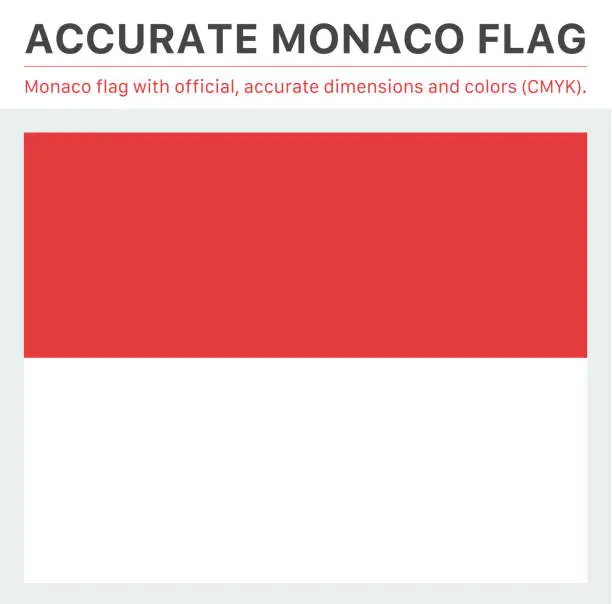 Vector illustration of Monaco Flag (Official CMYK Colors, Official Specifications)