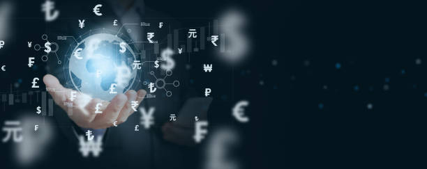 istock Finance Technology in hand: Currency Exchange, Money Transaction or Movement, Fintech, Cryptocurrency, Electronic Money, Cashless Payments, and Modern Monetary Theory, MMT 1485764378