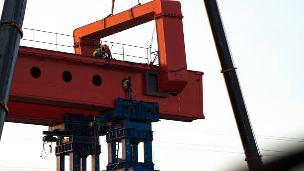 istock Engineer and worker are working build sky hiway on crane construction. 1485768480