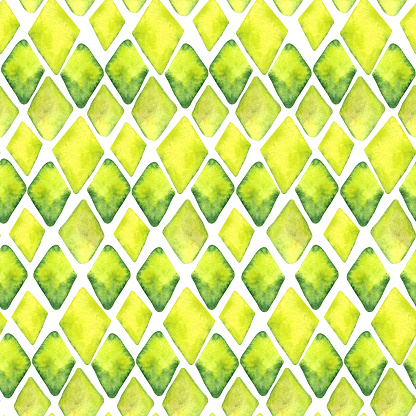 Watercolor seamless hand drawn geometric pattern with colorful rhombuses
