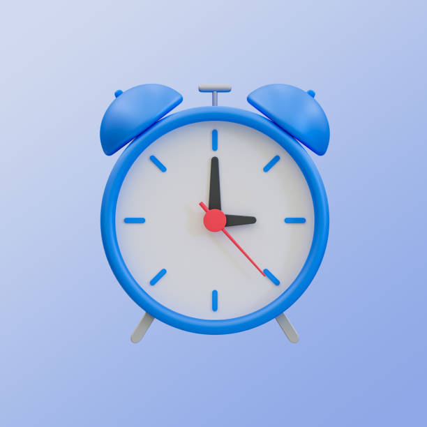 istock 3d minimal blue metal alarm clock. 3d illustration. 1485774013