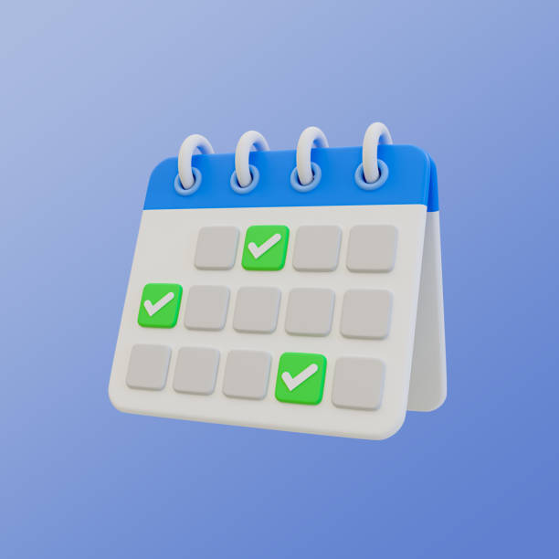 istock 3d minimal calendar with check marks. Life management concept. 3d illustration. 1485774031