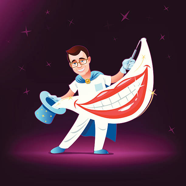 Dentist magician vector art illustration