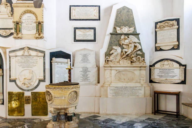 istock Ornate grave monuments inside Saint Thomas cathedral, Mumbai, Maharashtra, India, Asia 1485774609