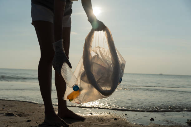 istock Save water. Volunteer pick up trash garbage at the beach and plastic bottles are difficult decompose prevent harm aquatic life. Earth, Environment, Greening planet, reduce global warming, Save world 1485776692