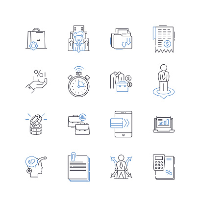 Saving outline icons collection. thrift, budgeting, economizing, squirreling, cutting, abstaining, hoarding vector and illustration concept set. preserving,storing linear signs and symbols