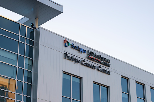 San Diego, CA, USA - May 14, 2022: Scripps MD Anderson Cancer Center at the Scripps Mercy Hospital campus in Hillcrest, San Diego, California.