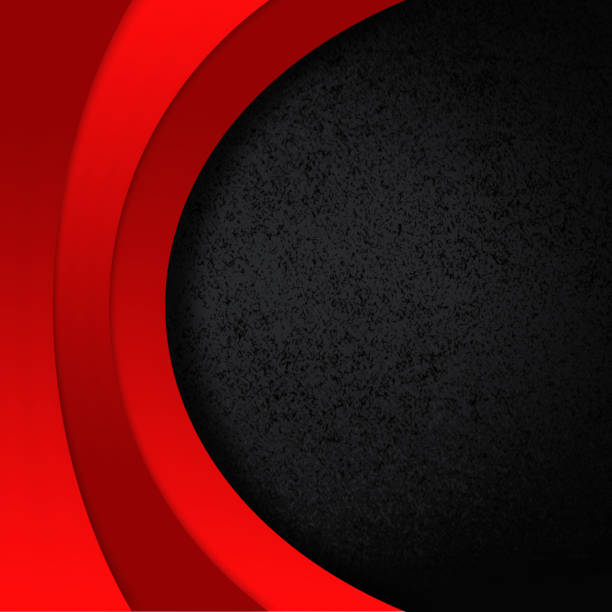 A layer of red gradint semicircles on a splattered gray-black background. vector art illustration