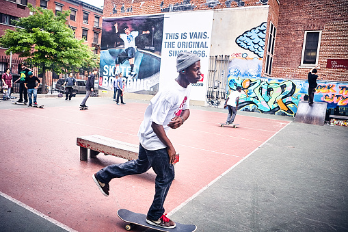 New York City - May 22 2011 :  Skateboarders riding skateboards in the former Skate park at Open Road Park in the East Village