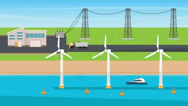 Vector illustration of High Voltage Power Lines