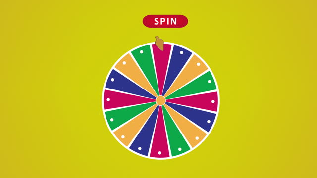 Cartoon Fortune Wheel, Luck concept. Spinning Roulette, lottery. Gambling game.spin wheel Seamless Loop animation