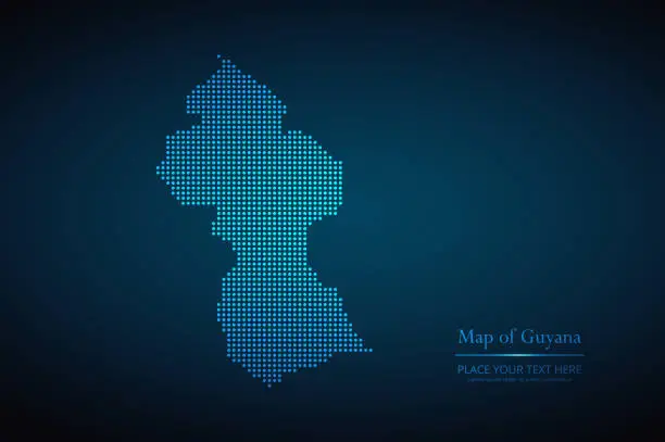 Vector illustration of Vector dotted style map of Guyana in dark blue background