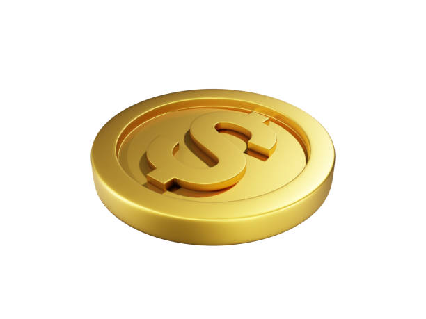 istock Gold coin with dollar sign isolated on white background. 3d render 1485790285