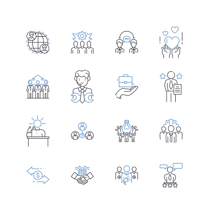 Rules outline icons collection. Enforcement, Compliance, Governance, Discipline, Protocol, Decree, Edict vector and illustration concept set. Prohibition,Dictate linear signs and symbols