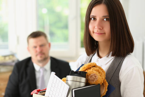 istock Boss fires young woman from office job 1485792196
