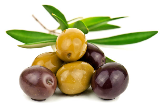 istock Delicious green and black olives on white 1485792379