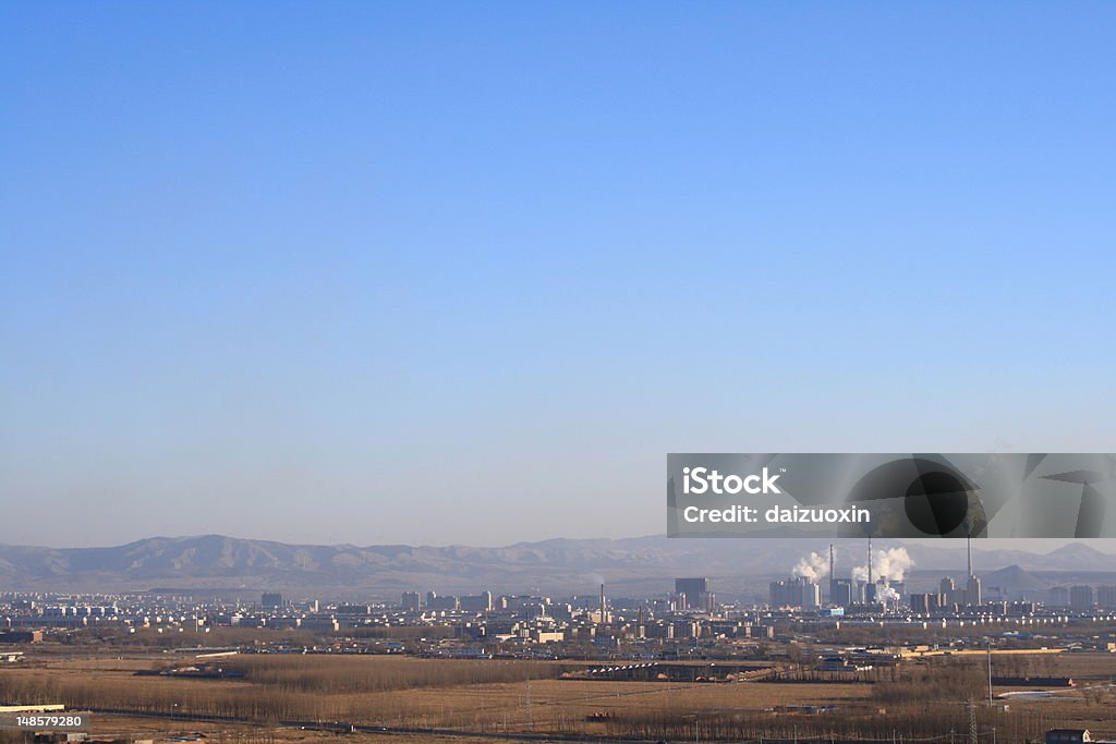city Wide shot of the downtown Air Pollution Stock Photo
